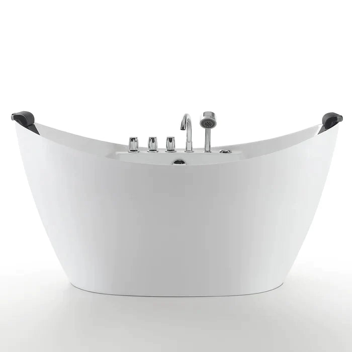 Empava 59" Freestanding Hourglass Whirlpool Bathtub with Faucet, EMPV-59AIS11