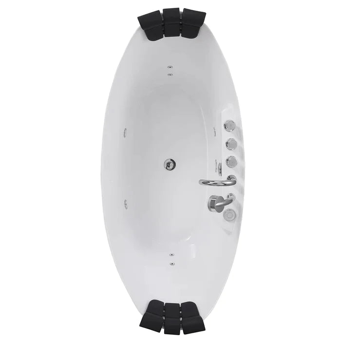 Empava 67" Freestanding Hourglass Whirlpool Bathtub with Faucet, EMPV-67AIS10