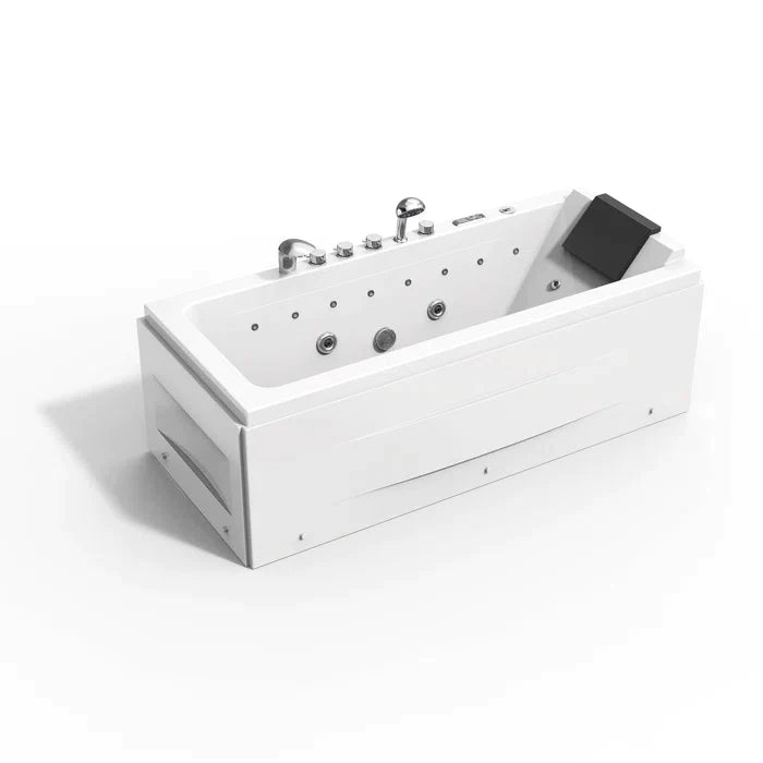 Empava 67" Modern Alcove Combination Massage Thermostatic LED Bathtub with Left Drain, EMPV-67JT351LED