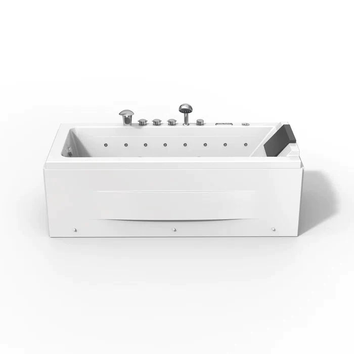 Empava 67" Modern Alcove Combination Massage Thermostatic LED Bathtub with Left Drain, EMPV-67JT351LED