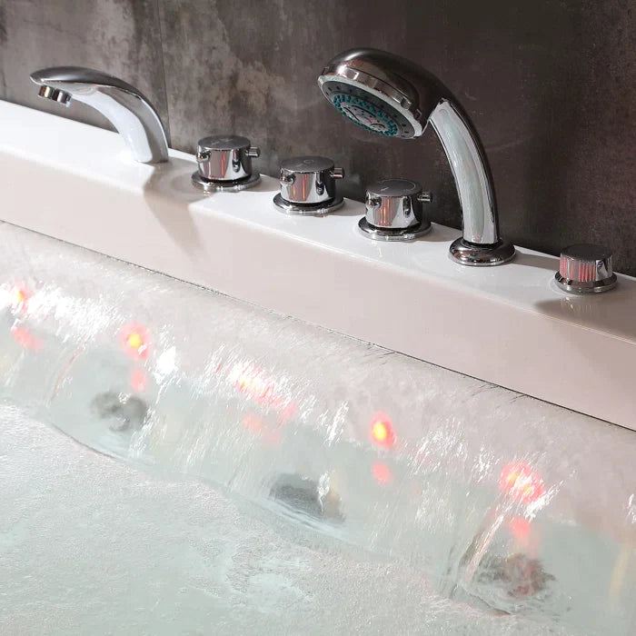 Empava 67" Modern Alcove Combination Massage Thermostatic LED Bathtub with Left Drain, EMPV-67JT351LED