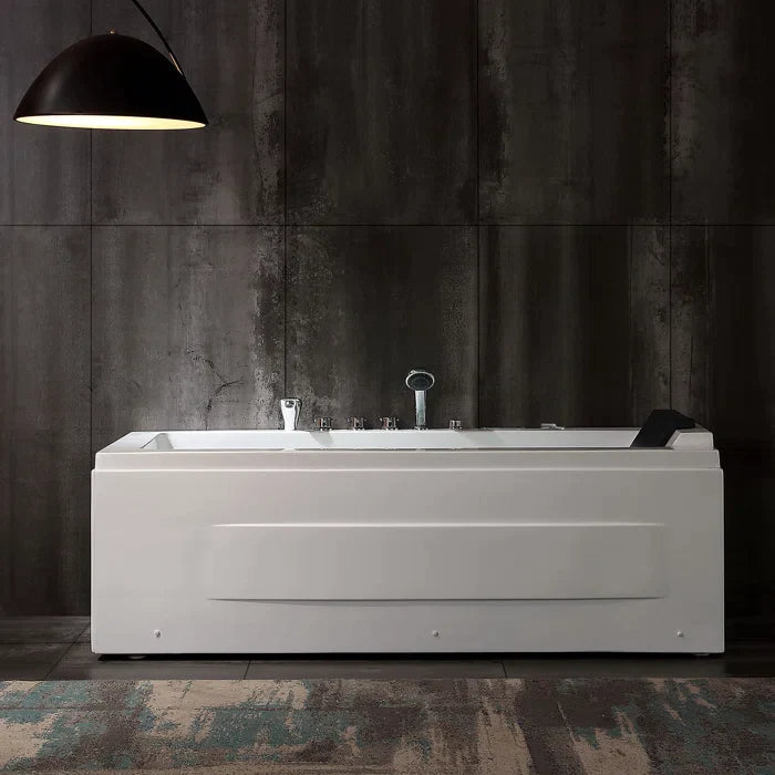 Empava 67" Modern Alcove Combination Massage Thermostatic LED Bathtub with Left Drain, EMPV-67JT351LED