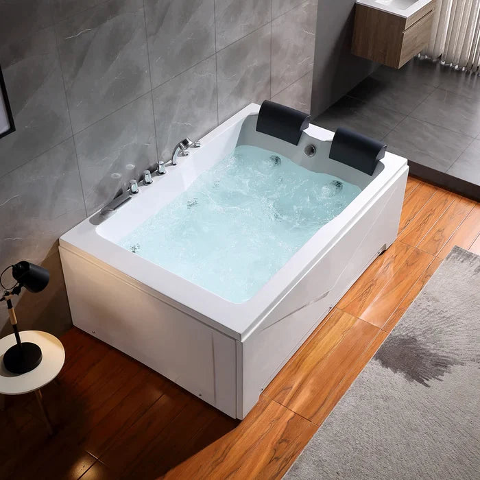 Empava 71" Alcove Whirlpool 2-Person Bathtub with Right Drain, EMPV-71JT667B