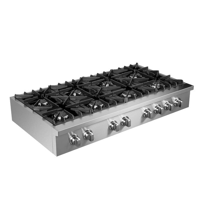 Forno Lseo 48-Inch Gas Range top, 8 Burners, Griddle in Stainless Steel FCTGS5737-48