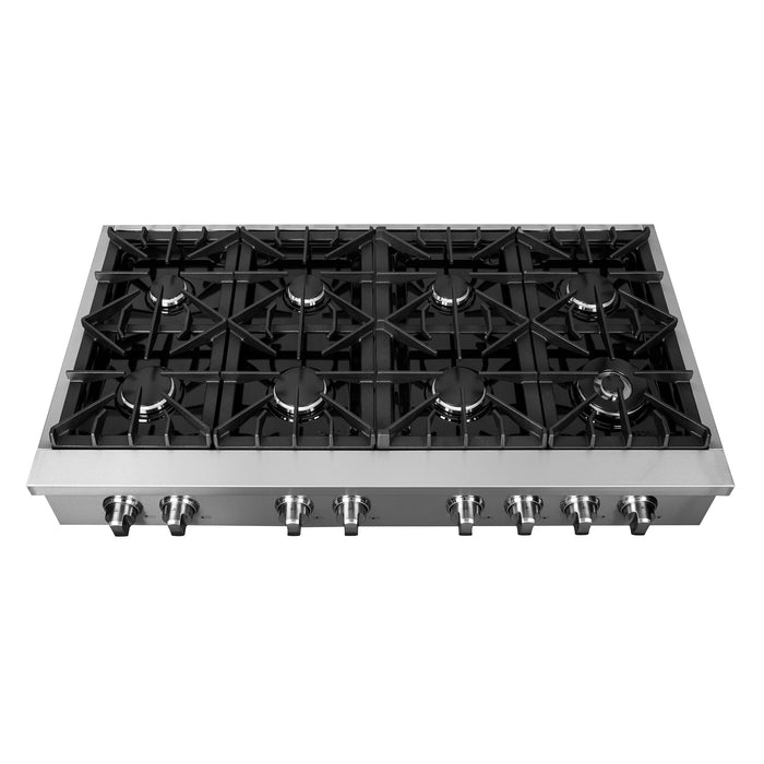 Forno Lseo 48-Inch Gas Range top, 8 Burners, Griddle in Stainless Steel FCTGS5737-48