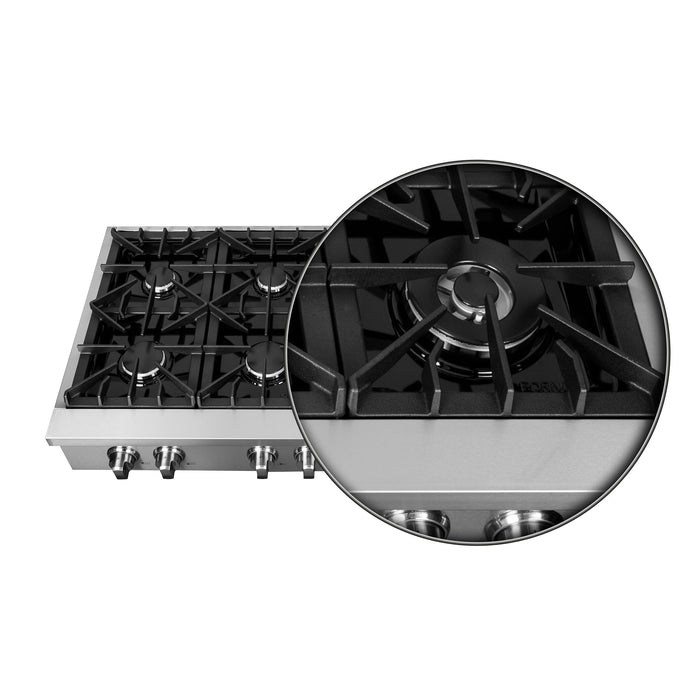 Forno Lseo 48-Inch Gas Range top, 8 Burners, Griddle in Stainless Steel FCTGS5737-48