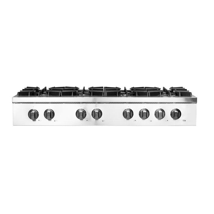 Forno Lseo 48-Inch Gas Range top, 8 Burners, Griddle in Stainless Steel FCTGS5737-48