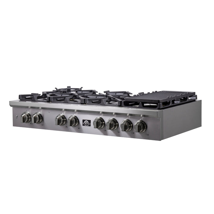 Forno Spezia 48-Inch Gas Rangetop, 8 Burners, Wok Ring and Grill/Griddle in Stainless Steel FCTGS5751-48