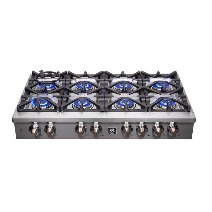 Forno Spezia 48-Inch Gas Rangetop, 8 Burners, Wok Ring and Grill/Griddle in Stainless Steel FCTGS5751-48