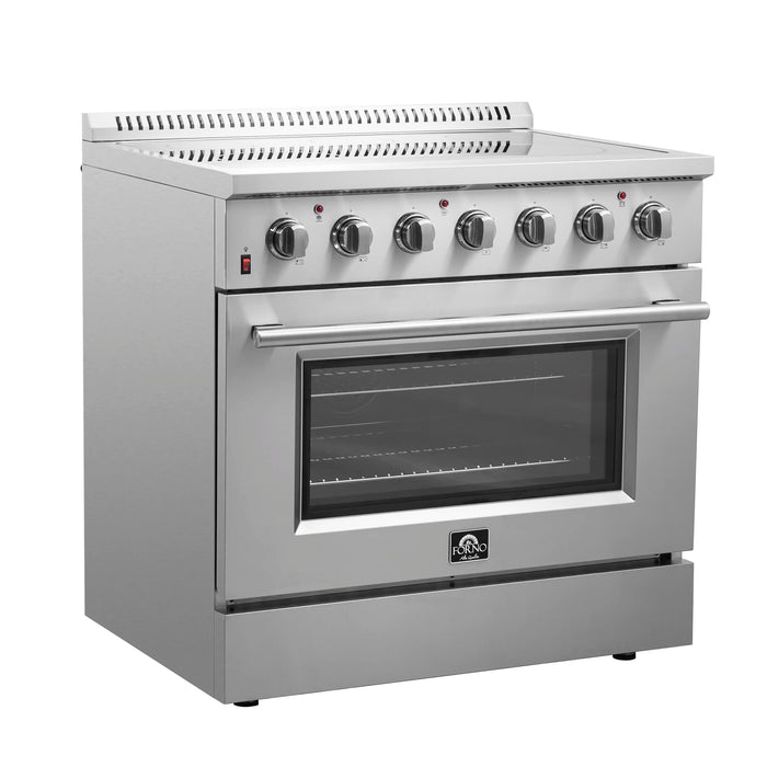 Forno 3-Piece Appliance Package - 36-Inch Electric Range, Pro-Style Refrigerator, and Dishwasher in Stainless Steel