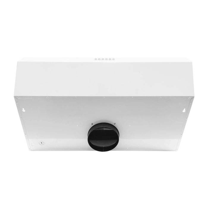 Forno Bari Espresso 30-Inch 400 CFM Under Cabinet Range Hood in White with Brass/Stainless Steel Handle FRHUC5255-30WHT