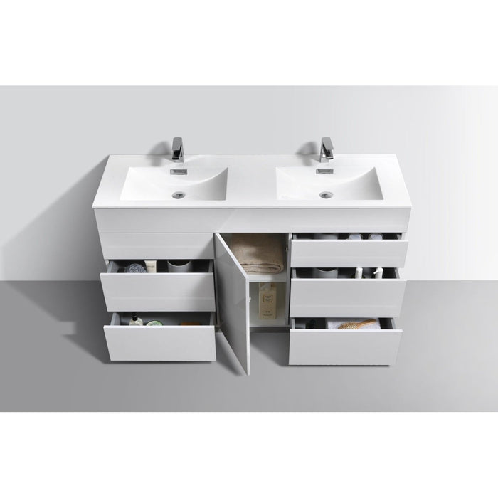 KubeBath Milano 60" Double Sink Modern Bathroom Vanity