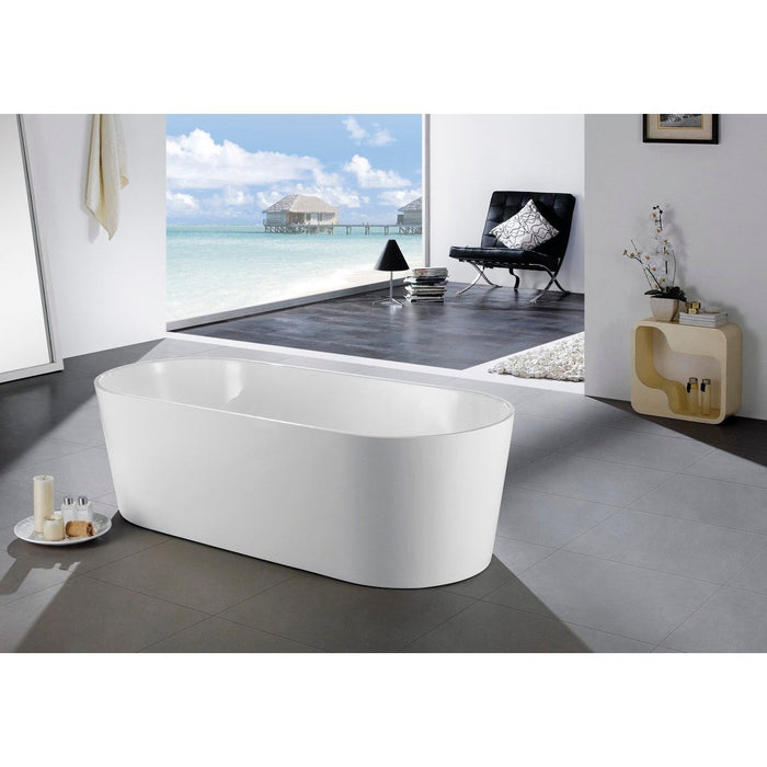 KubeBath Kube Ovale 67" White Free Standing Bathtub