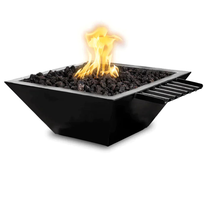 The Outdoor Plus 30" Maya Powder Coated Fire & Water Bowl Wave Scupper | Match Lit with Flame Sense