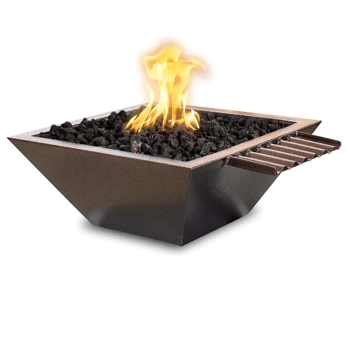 The Outdoor Plus 30" Maya Powder Coated Fire & Water Bowl Wave Scupper | Match Lit with Flame Sense