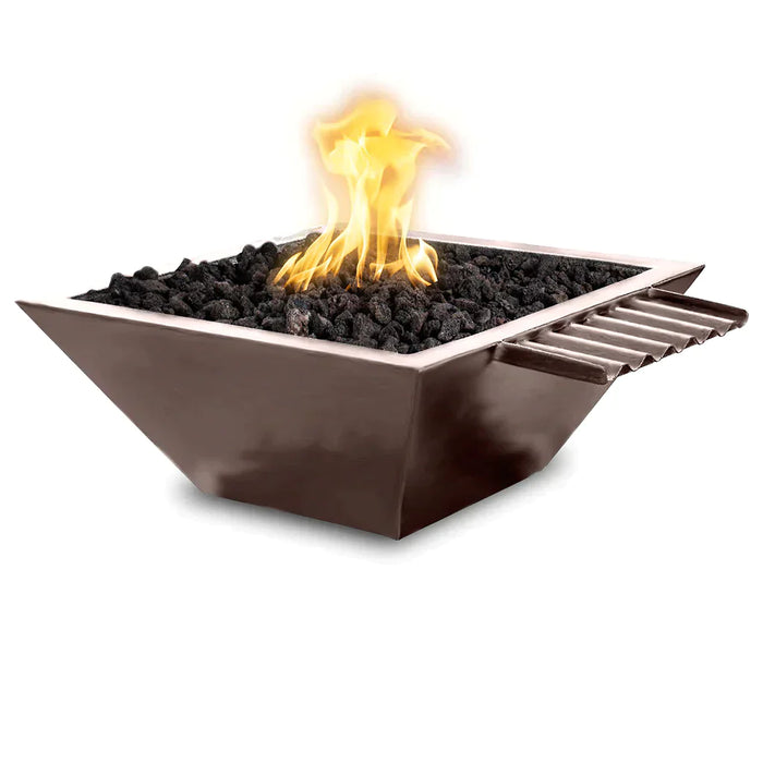 The Outdoor Plus 30" Maya Powder Coated Fire & Water Bowl Wave Scupper | Match Lit with Flame Sense