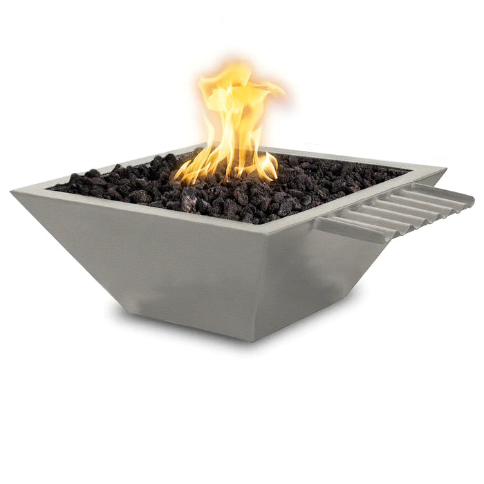 The Outdoor Plus 24" Maya Powder Coated Fire & Water Bowl Wave Scupper | Match Lit