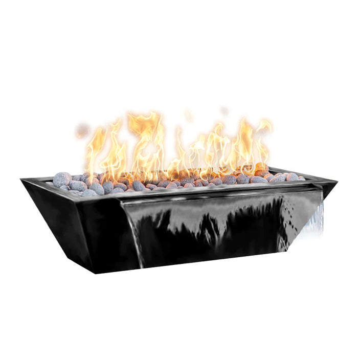 The Outdoor Plus 72" x 20" Linear Maya Powder Coat Fire and Water Bowl | Match Lit