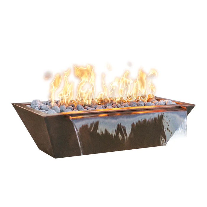 The Outdoor Plus 72" x 20" Linear Maya Powder Coat Fire and Water Bowl | Match Lit