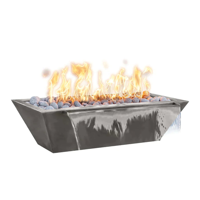 The Outdoor Plus 72" x 20" Linear Maya Powder Coat Fire and Water Bowl | Match Lit