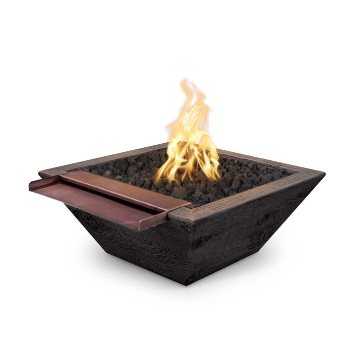 The Outdoor Plus Maya Fire & Water Bowl Wide Spill | Wood Grain Concrete