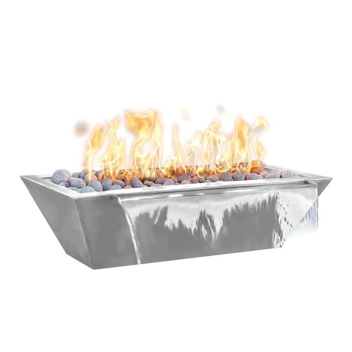 The Outdoor Plus 60" x 20" Linear Maya Stainless Steel Fire and Water Bowl | Match Lit