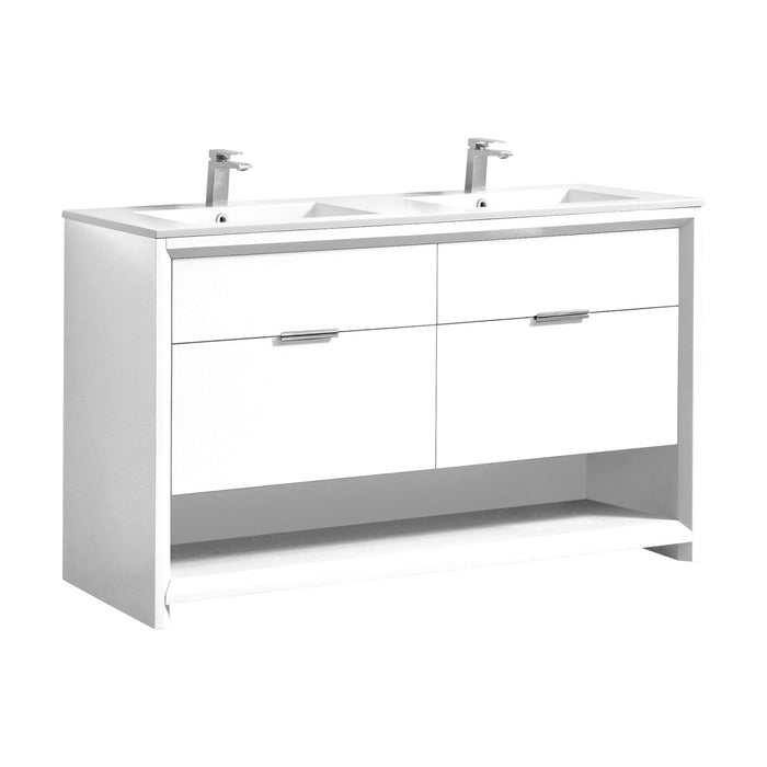 KubeBath Nudo 60" Double Sink Modern Bathroom Vanity