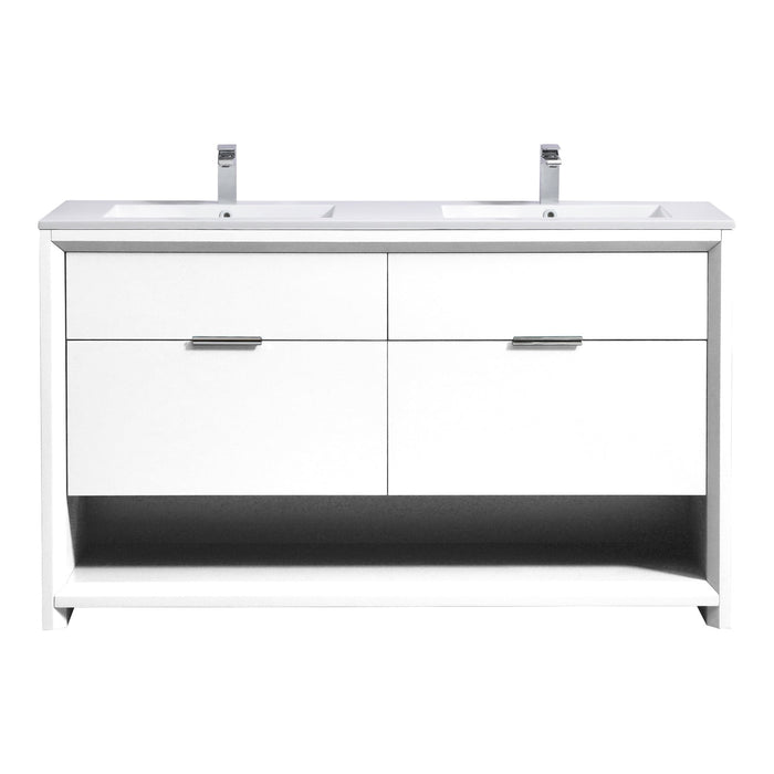 KubeBath Nudo 60" Double Sink Modern Bathroom Vanity