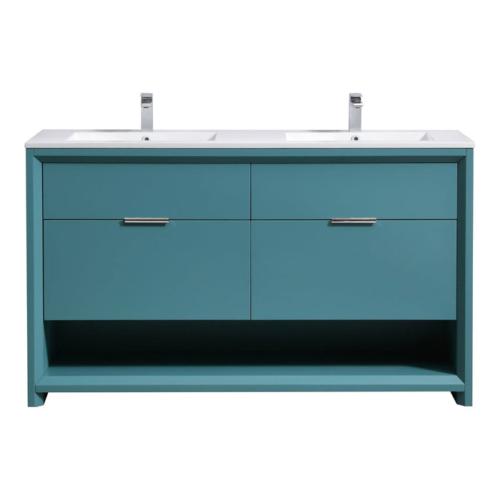 KubeBath Nudo 60" Double Sink Modern Bathroom Vanity