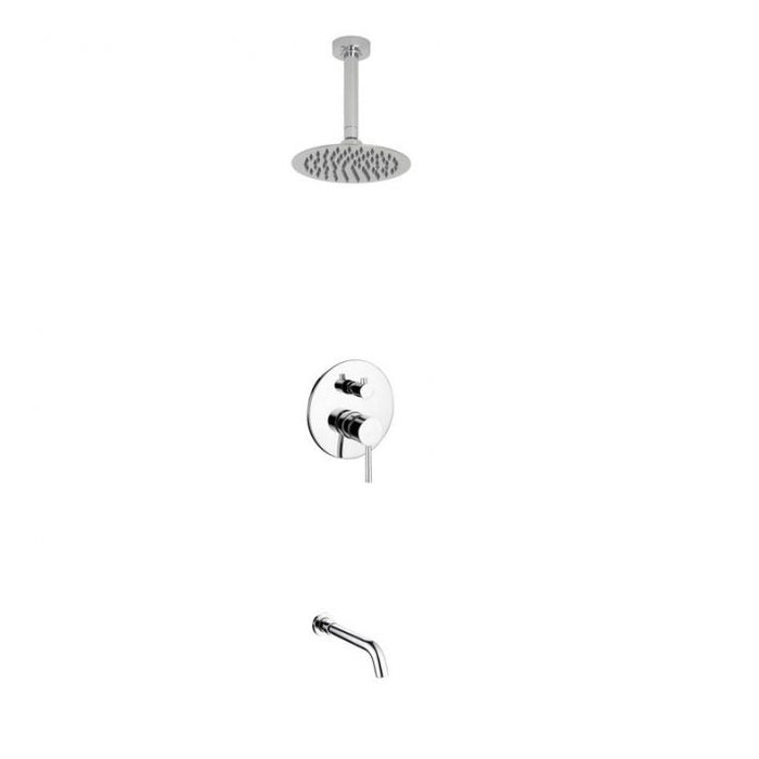 KubeBath Aqua Rondo Shower Set With Ceiling Mount, Rain Shower and Tub Filler