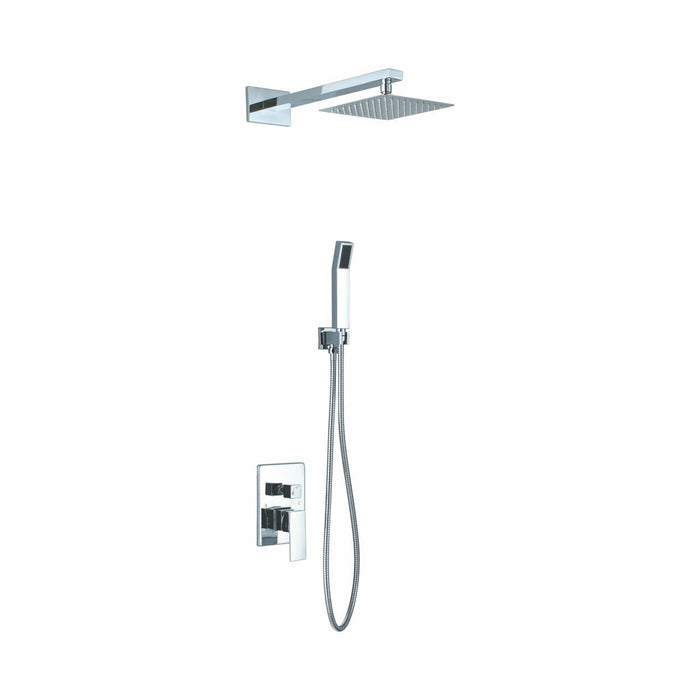 KubeBath Aqua Piazza Shower Set with Square Rain Shower and Handheld