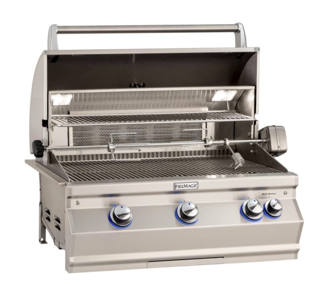 Fire Magic Aurora A790I 36-Inch Built-In Natural Gas Grill With One Infrared Burner, Magic View Window, Rotisserie, And Analog Thermometer - A790I-8LAN-W