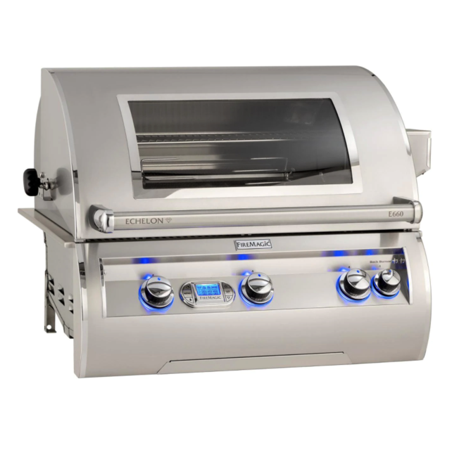 Fire Magic Echelon Diamond E660I 30-Inch Built-In Natural Gas Grill W/ One Infrared Burner, Magic View Window, Rotisserie, & Digital Thermometer - E660I-8L1N-W - Fire Magic Grills