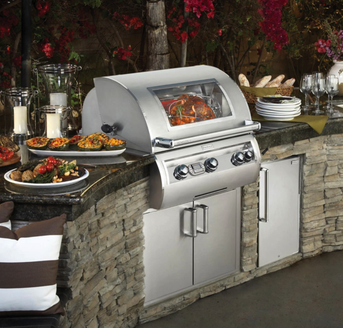 Fire Magic Echelon Diamond E660I 30-Inch Built-In Natural Gas Grill W/ One Infrared Burner, Magic View Window, Rotisserie, & Digital Thermometer - E660I-8L1N-W - Fire Magic Grills