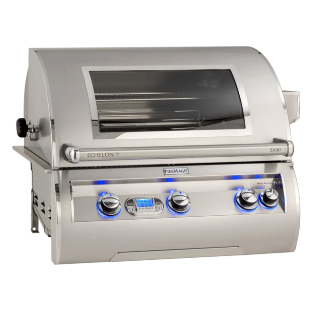 Fire Magic Echelon Diamond E660I 30-Inch Built-In Propane Gas Grill W/ Magic View Window, Rotisserie, & Digital Thermometer - E660I-8E1P-W - Fire Magic Grills