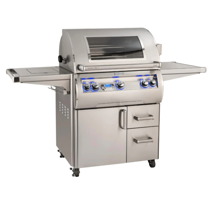 Fire Magic Grills Echelon Diamond E660S 30-Inch Propane Gas Grill W/ One Infrared Burner, Side Burner, Magic View Window, Rotisserie, & Digital Thermometer - E660S-8L1P-62-W