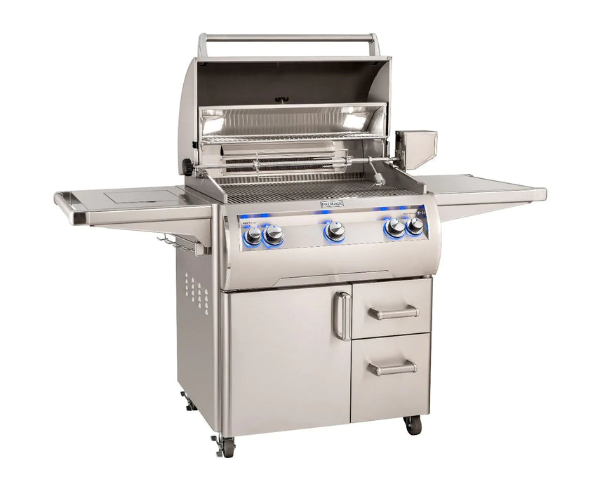 Fire Magic Echelon Diamond E660s 30" Propane Gas Freestanding Grill w/ Flush Mounted Single Side Burner, Backburner, Rotisserie Kit, 1 Sear Burner and Analog Thermometer - E660S-8LAP-62