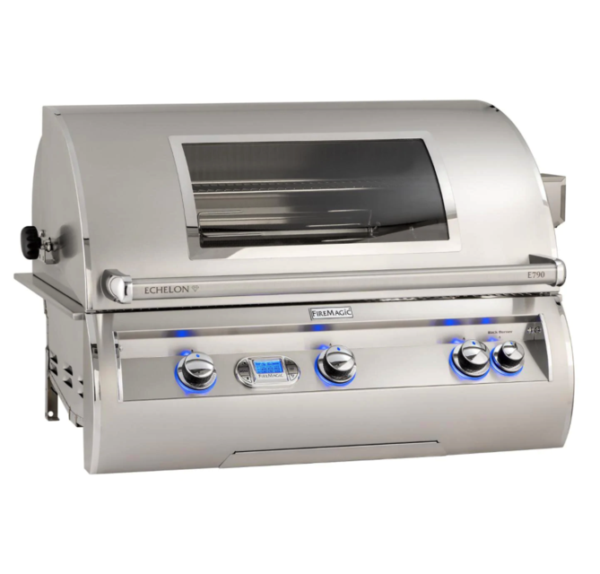 Fire Magic Echelon Diamond E790I 36-Inch Built-In Natural Gas Grill W/ Magic View Window, Rotisserie, & Digital Thermometer - E790I-8E1N-W - Fire Magic Grills