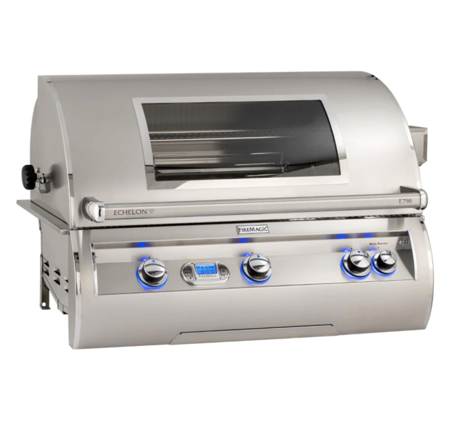 Fire Magic Echelon Diamond E790I 36-Inch Built-In Natural Gas Grill W/ One Infrared Burner, Magic View Window, Rotisserie, & Digital Thermometer - E790I-8L1N-W - Fire Magic Grills