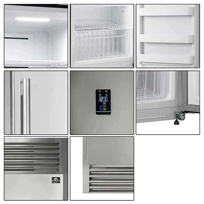 FORNO 28" 13.8 Cu. Ft. Pro-Style Dual Combination Refrigerator & Freezer with 4" Grill Trim Kit in Stainless Steel - FFFFD1933-28LS