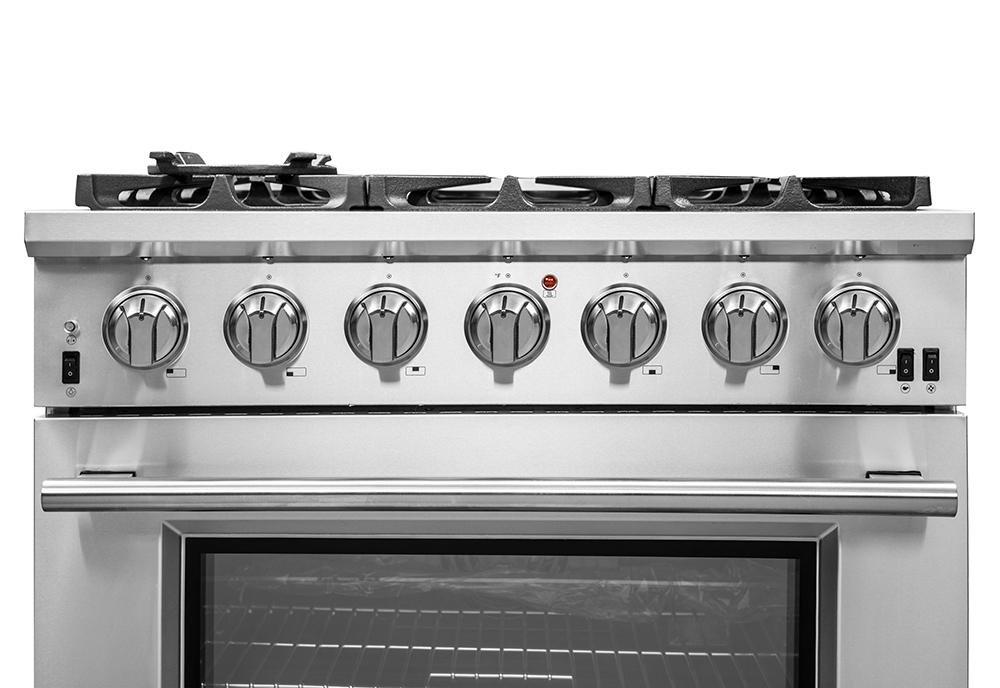 Forno 3-Piece Pro Appliance Package - 36-Inch Gas Range, French Door Refrigerator, and Dishwasher in Stainless Steel