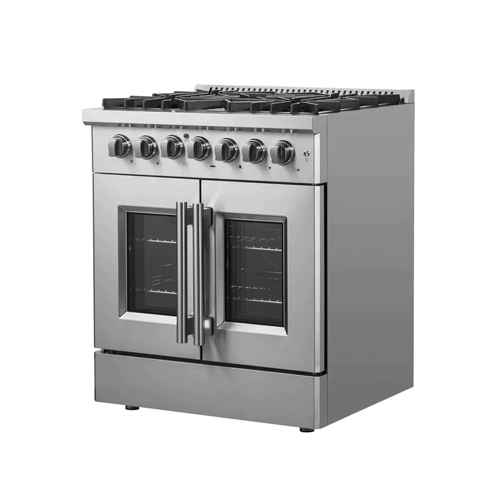 FORNO 30" Maniago Gold Freestanding Dual Fuel Range with French Door FFSGS6356-30