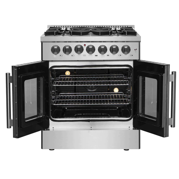 FORNO 30" Maniago Gold Freestanding Dual Fuel Range with French Door FFSGS6356-30