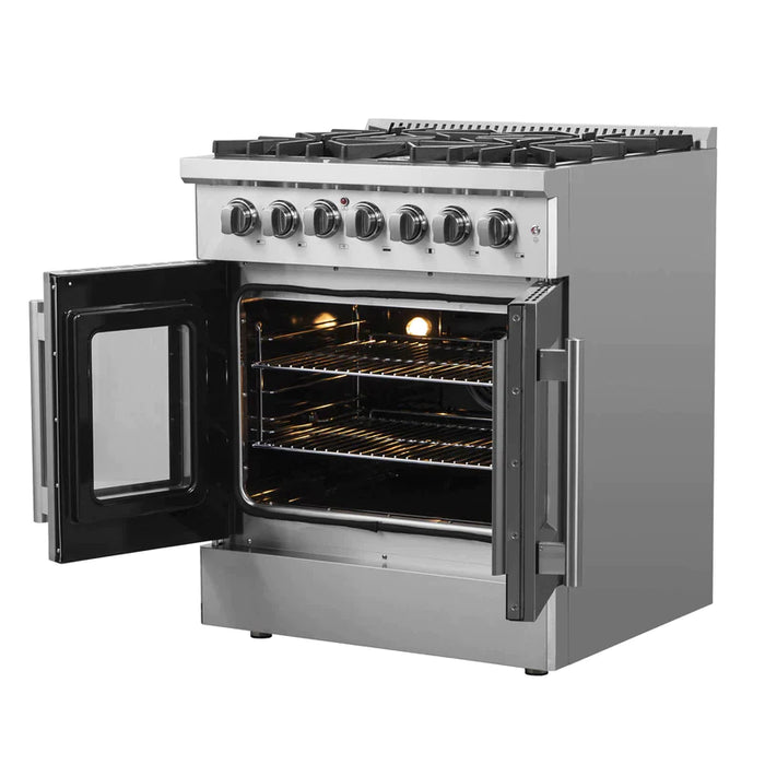 FORNO 30" Maniago Gold Freestanding Dual Fuel Range with French Door FFSGS6356-30