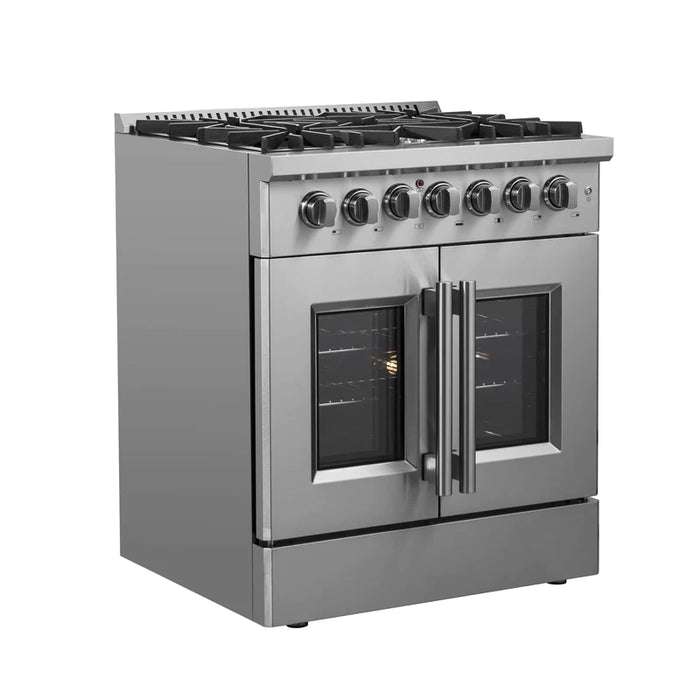 FORNO 30" Maniago Gold Freestanding Dual Fuel Range with French Door FFSGS6356-30