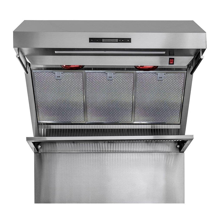 Forno Ansedonia 36" Wall Mount Range Hood with Red Light Warmer, Shelf/Backsplash, and 1200 CFM Motor FRHWM5029-36HB