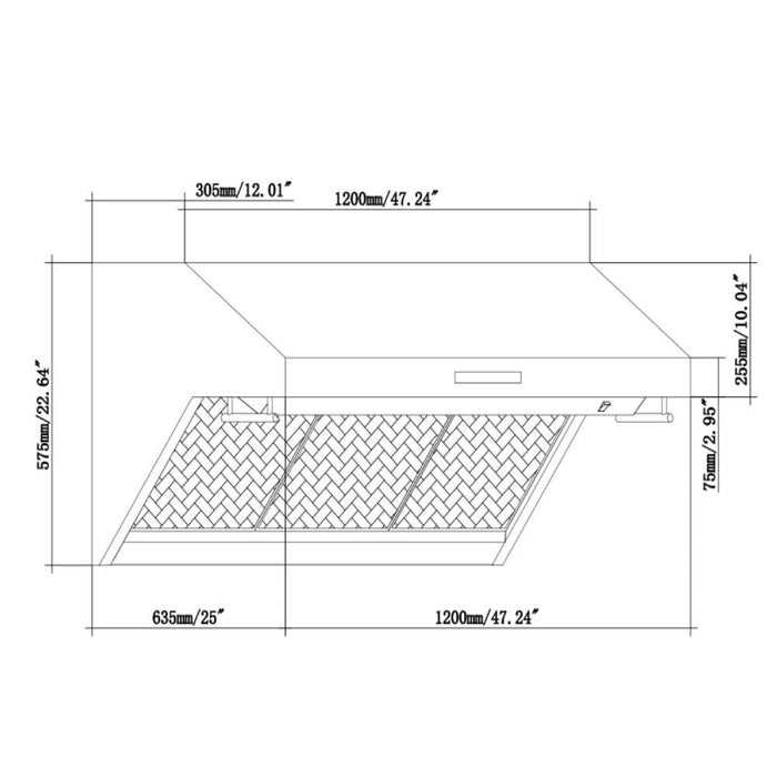 Forno Savona 48-Inch Wall Mount Range Hood with Red Light Warmer, Shelf/Backsplash, and 1200 CFM Motor FRHWM5029-48HB