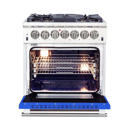 FORNO Capriasca - Titanium Professional 30" Freestanding Dual Fuel 240V Electric Colored Door Oven Range FFSGS6187-30 - PrimeFair