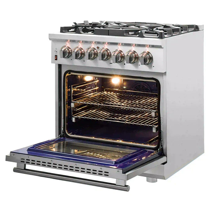 FORNO Massimo 30-Inch Freestanding Dual Fuel Range in Stainless Steel - FFSGS6125-30