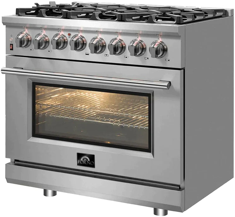 FORNO Massimo 36-Inch Freestanding Dual Fuel Range in Stainless Steel - FFSGS6125-36